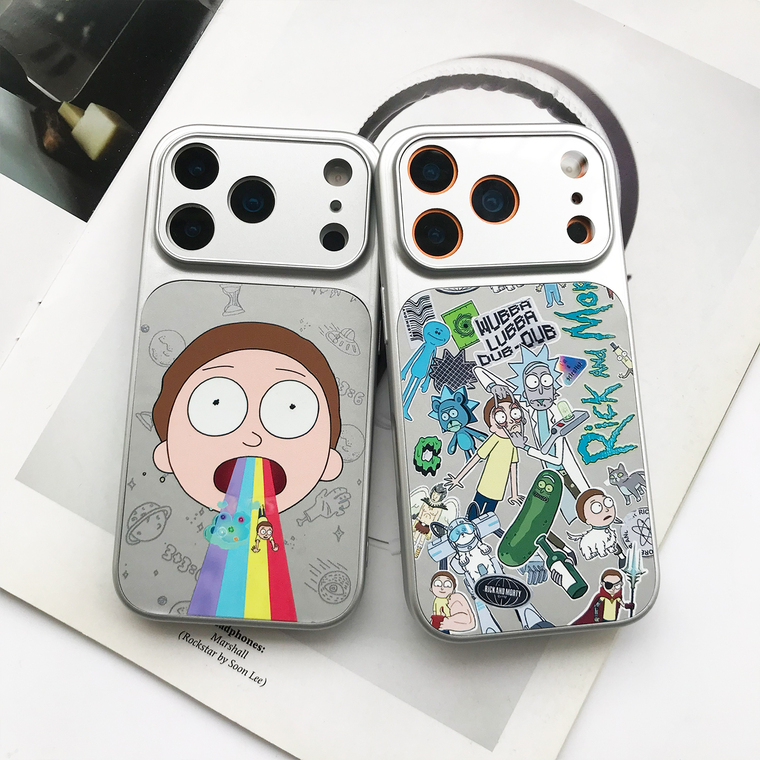 Rick and Morty Rainbow Tongue Sticker Collage Cartoon iPhone Case