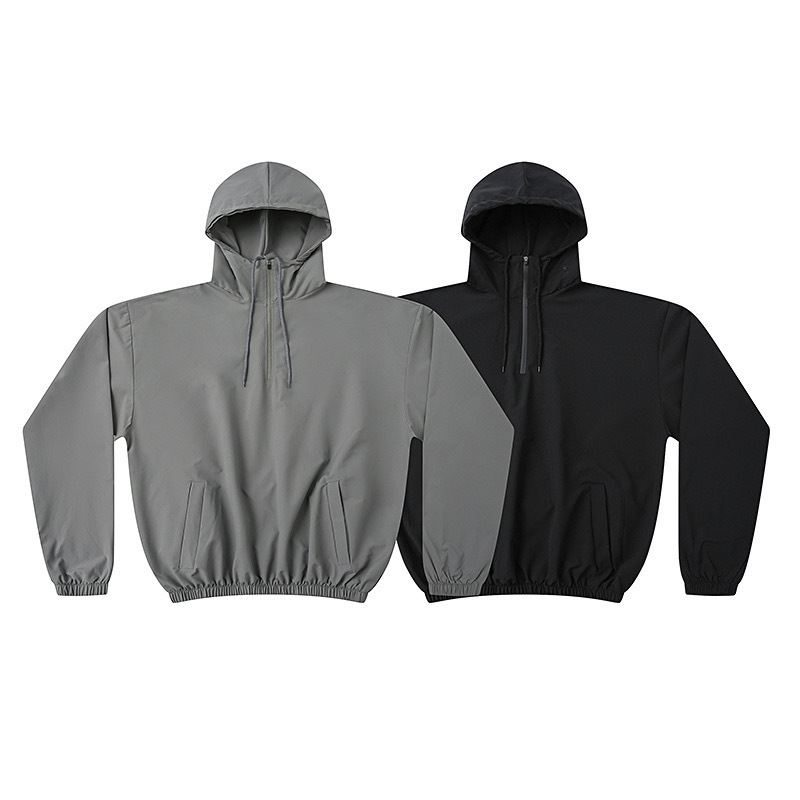 Yeezy Kanye Collaboration Gosha Solid Color Plain Zip-Up Hooded Jacket Unisex Lightweight Sun Protection Cardigan Trendy Coat