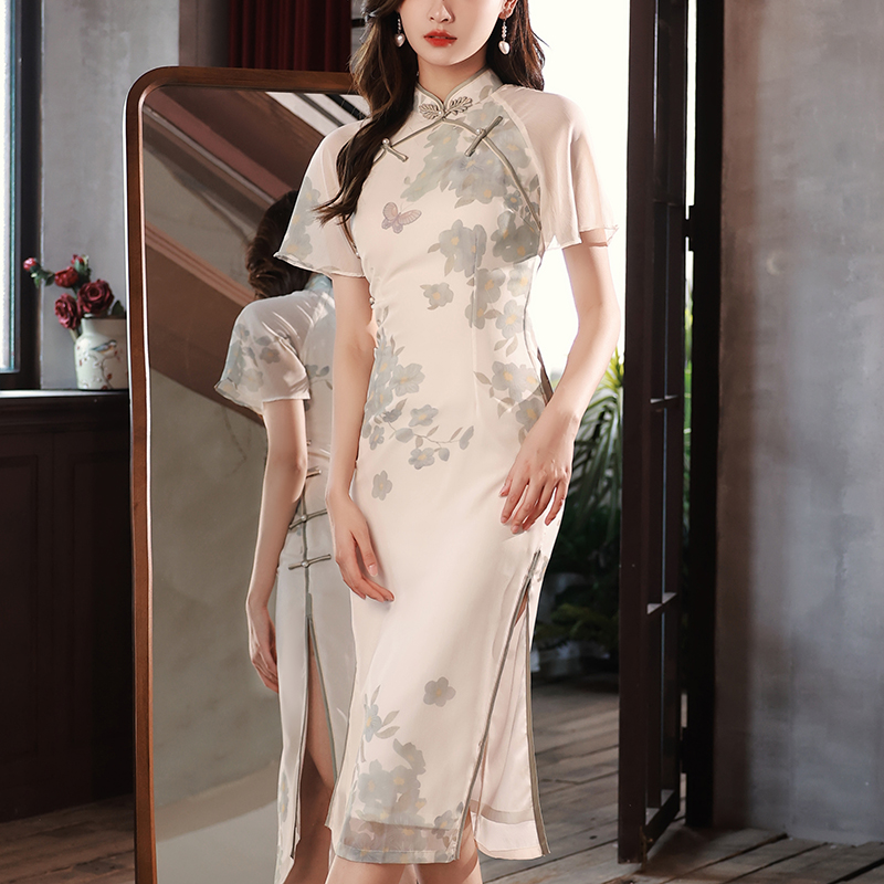 Fresh elite fashionable lightweight summer advanced cheongsam, bright catchy style, high-quality style