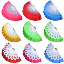 Shuang Cao Ji Mulan Fan Peacock Fan Left and Right Fans Blue Green Yangko Dance Table Rose Red Plastic Fan Colorful Cloud Fan