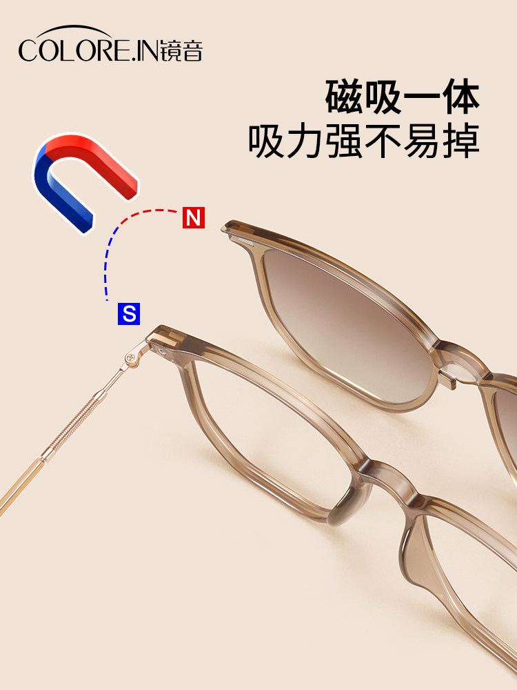 Magnetic Myopia Glasses for Women Can Be Customized with Prescription, Brown Large Frame, Suitable for Square and Round Faces, Professional Blue Light Blocking Eyeglass Frames