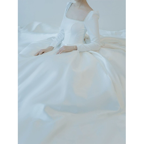 Зимний лонгслив для невесты, французский стиль, коллекция 2023, кружевное платье, подходит для подростков