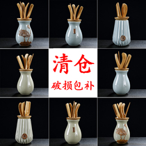 Ru kiln solid wood six gentleman kung fu tea set accessories tea ceremony tea clip set tea with tools zero tea art pendulum