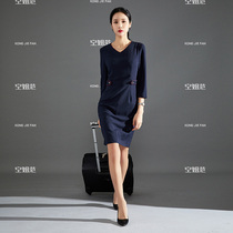 Professional dress womens long sleeve autumn temperament capable waist slim overalls dress sales department real estate consultant work clothes