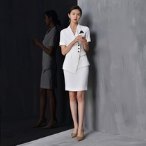 High-end professional suit women Summer short sleeve suit skirt temperament fashion front desk host jewelry store overalls