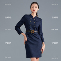 Professional Dress Striped Dress Skirt Woman Fall Temperament High End Waist Tooling Skirt Sales of Home Advisor Work Clothes