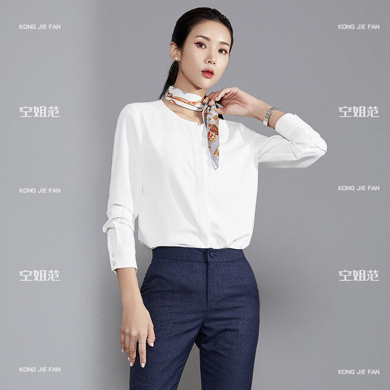 Chiffon white long-sleeved professional shirt women's autumn fashion temperament goddess fan office worker commuter work clothes