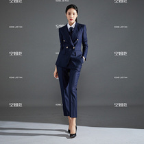 High-end professional suit suit suit female president autumn and winter temperament work lawyer business stripe suit dress overalls
