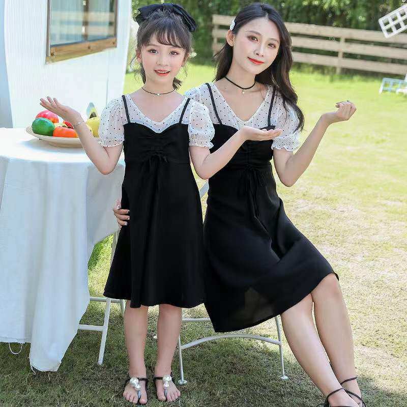 Mother and daughter dress summer dress 2022 new super foreign style parent-child dress little girl summer girl net red princess skirt