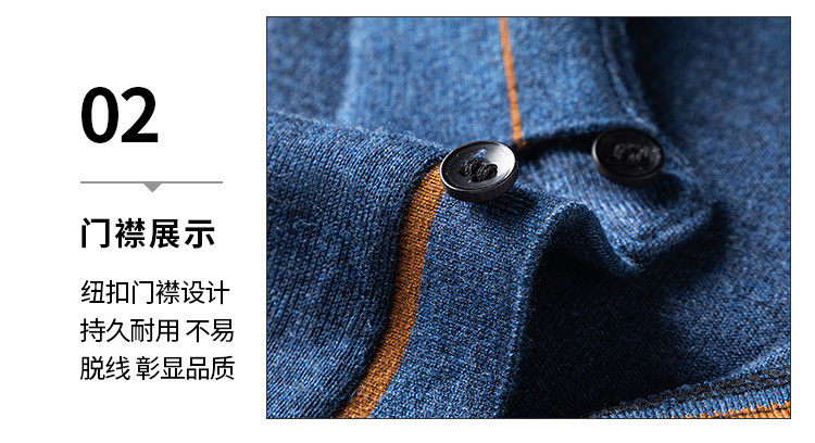 Шерстяной демисезонный лонгслив, футболка polo, мужской трикотажный свитер, для среднего возраста Romon / Romon 