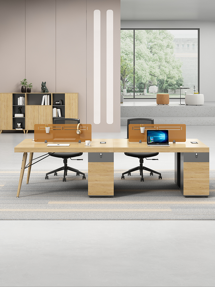 Desk chair combination station staff table and chairs Nordic double four persons desk brief about 2 people 4 people staff table-Taobao