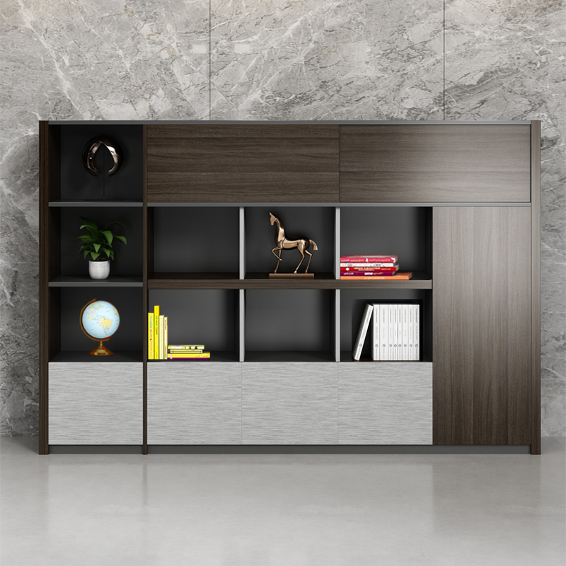 Guangdong office filing cabinet wood minimalist modern information cabinet plate bookcase office floor cabinet 4 doors cabinet-Taobao