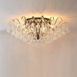 American Crystal Ceiling Lamp, French Retro Style, Elegant Living Room Lamp, Light Luxury Bedroom Lamp, High-End Room Black Lighting Fixtures