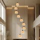 American Retro Tiffany Staircase Chandelier, French Shell Pendant Light, Duplex Rotating Light, Mediterranean Zhongshan Lighting Fixtures