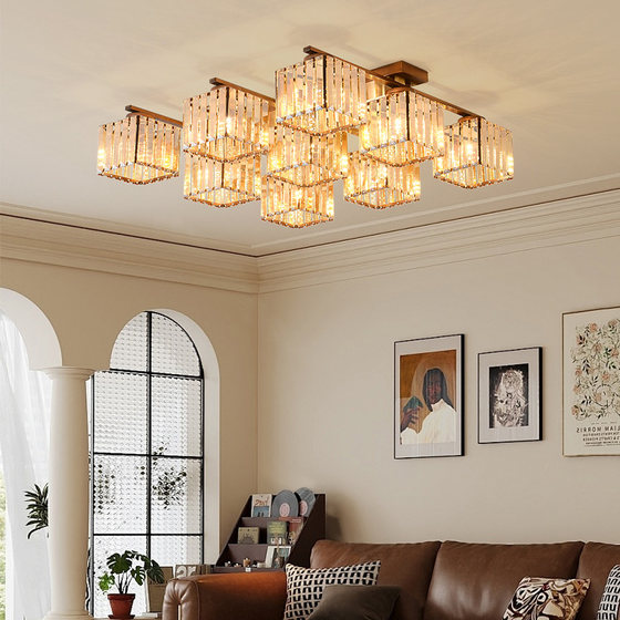 American-Style Vintage Living Room Lamp, Antique Crystal Ceiling Lamp, Antique Light Luxury and Elegant Master Bedroom, Meilade Room Lighting