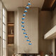 American Retro Tiffany Staircase Long Chandelier French Air-Pick Duplex Rotating Lamp Mediterranean Hall Zhongshan Lamps