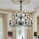 French-Style Duplex Staircase Chandelier, Light Luxury Retro Black Crystal Candle Lamp, American-Style Open-Space Living Room, Bedroom, Dining Room Lamp