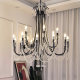 French-Style Crystal Staircase Chandelier with a High-End Feel, Vintage Villa Black Candle Lamp, Hotel Lobby Designer Living Room Lamp