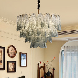 American-Style Retro Living Room Main Light, French High-End Vintage Designer Dining Room and Master Bedroom Light Luxury Glass Chandelier