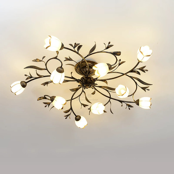 American Retro Living Room Ceiling Lamp, French Pastoral Style Master Bedroom Lamp, Romantic Art Simple Room Home Lighting Fixtures