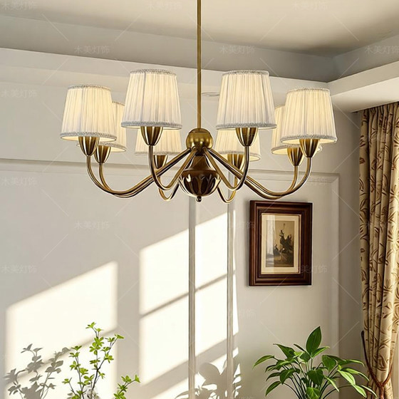 American Mid-Century Style Living Room Chandelier, Solid Wood Noke Style Bedroom Lamp, Old Money Style Retro Dining Room Lamp, Designer Lighting Fixtures