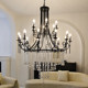 French-Style Vintage Staircase Chandelier, Black Hotel Lobby Candle Crystal Lamp, Duplex Villa Living Room Lamp, High-Ceiling Lighting Fixture