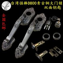 Taiwan strong stick TOPONE anti-theft door lock European green bronze big door lock heart D800 villa door anti-theft lock
