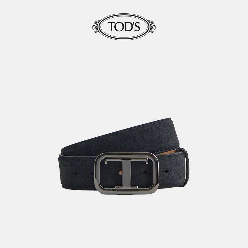 TODS Official Men's Black Leather Casual Fashion Belt Trends Accessories 3 5cm Gift