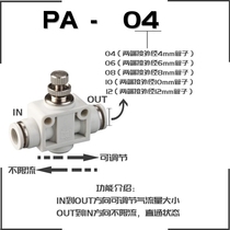 Pneumatic PSA-04 6 8 10 12mm Quick Insert Mechanical Air Pipe Straight Pipe Speed Control Valve Connector