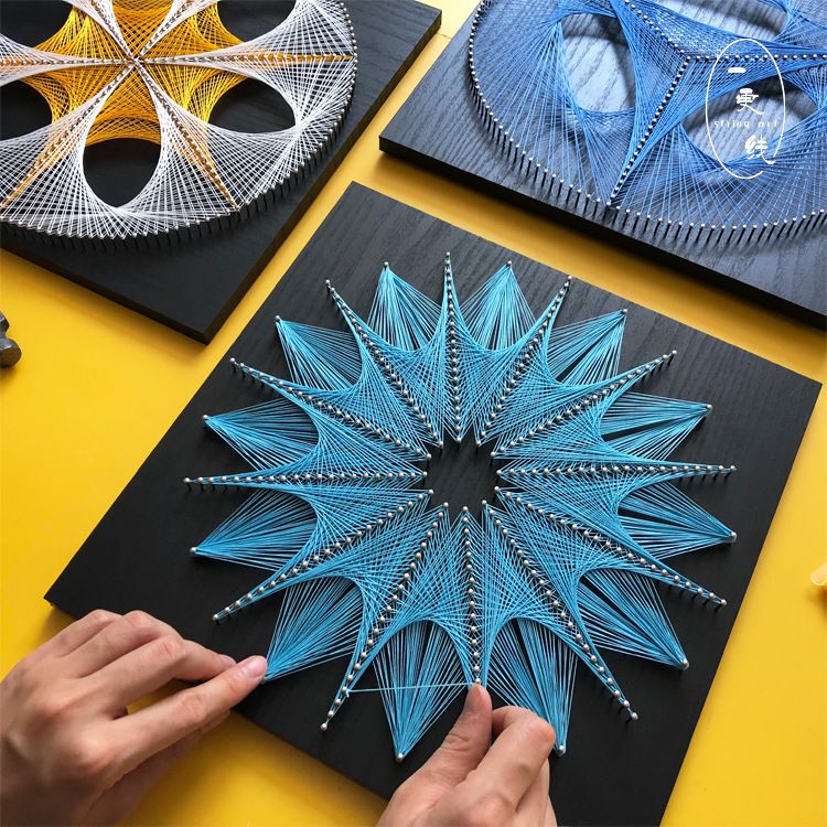 Geometric Shape Nail-Wire Art Stress-Relief DIY Materials Decorative Painting Creative String Art Gift Geometric Shape Nail-Wire Art Stress-Relief DIY Materials Decorative Painting Creative String Art Gift