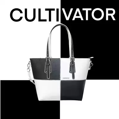 Cultivator original trend European and American mosaic contrast color black and white large capacity crossbody tote bag Hand bag female