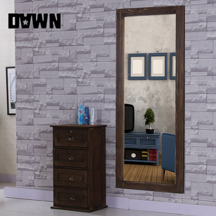 Solid Wood Single-sided Retro Beauty Hair Mirror Table Double Sided Mirror Desk Hair Salon Mirror Table Hairdressing-shop Wall-mounted Wall Mirror Doing Old