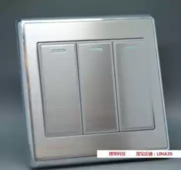 Bojian switch I5 three open double cut switch 86 metal wire drawing switch stainless steel brushed silver gray 86 type