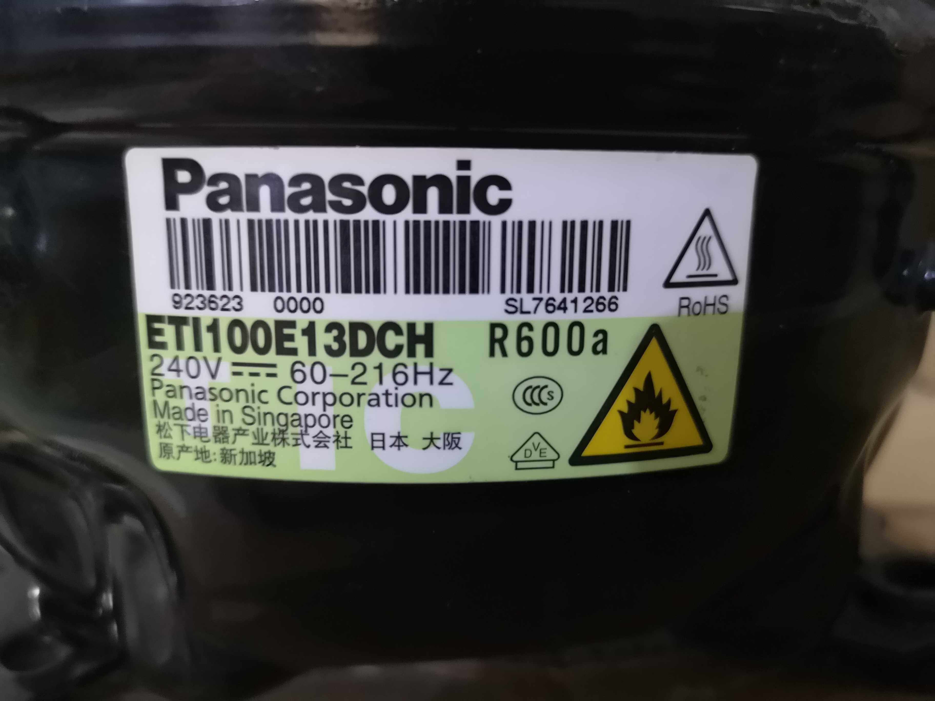 Original Panasonic ETI100E13DCH refrigerator inverter compressor ENI100E13DCH DC inverter compressor