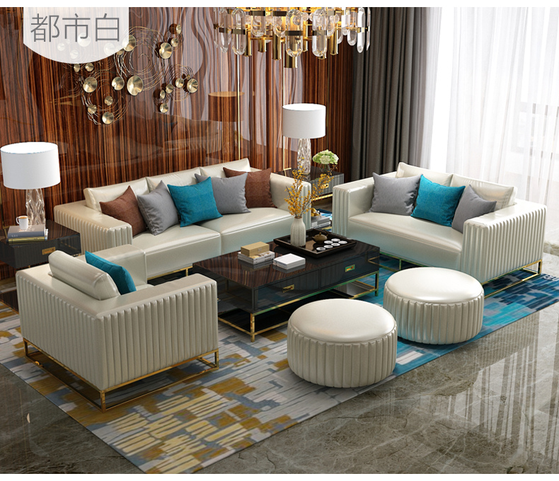 Tần đồ nội thất hiện đại hổ da nhỏ gọn lớp đầu tiên của sự kết hợp ghế sofa da phòng khách của danh mục đầu tư ánh sáng Hồng Kông mang phong cách sang trọng căn hộ nhỏ - Ghế sô pha mẫu sofa gỗ đẹp
