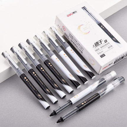 Full 25 powerful S858 straight liquid water-based ballpoint pen large-capacity quick-drying 0 5mm full needle tube neutral signature pen
