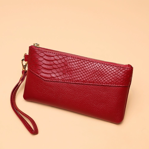 Бумажник, длинная сумка через плечо, цепочка с молнией, кожаная модная маленькая сумка клатч, крокодиловый принт, из натуральной кожи, воловья кожа, новая коллекция