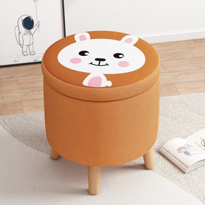 Round bench soft seat household lazy person to shoe stool solid wooden door small bench cute sofa bench