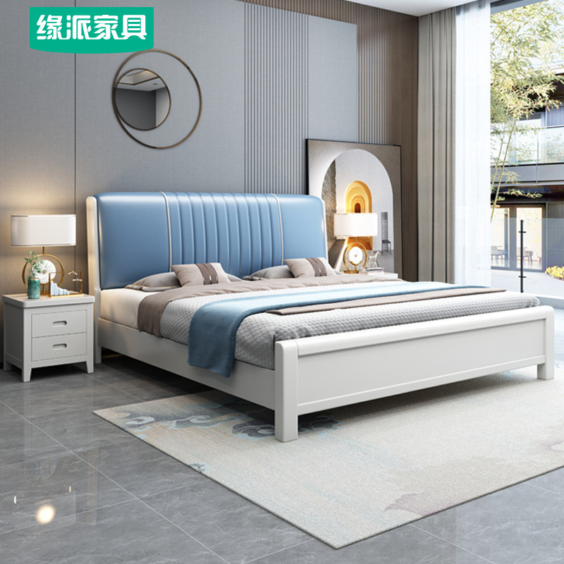 Light extravaganza with full solid wood bed white 1 8 m modern minimalist around double man bed main bedroom with bed 1 5 high box containing bed