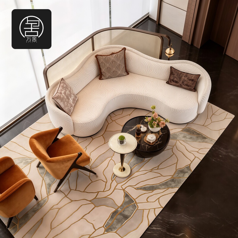 Luxury Curved Booth Sofa for Sales Offices, Hotel Clubs, Beauty Salons, Lobby, Special-Shaped Negotiation and Reception Sofa Set