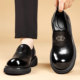 Men's leather shoes, winter business formal wear, British heightening, casual slip-ons, commuter big-head round-toe derby shoes