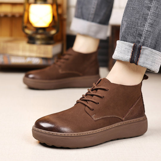 Genuine leather men's shoes winter first-layer cowhide Martin boots retro large leather shoes high-top retro short boots casual Birkenstock shoes