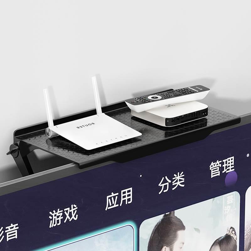 Tv Set-Top Box Storage Rack, No-Drill Hanging Bracket, Router Storage Box, Remote Control Holder on the Screen