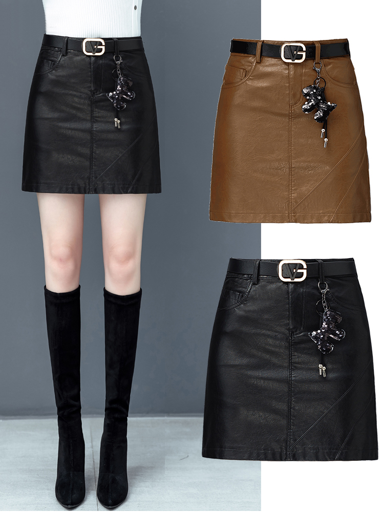 High waist black pu leather skirt a-line skirt skirt autumn and winter women's 2020 new fashion bag hip small leather skirt short skirt autumn and winter women's 2020 new fashion bag hip small leather skirt short skirt autumn and winter