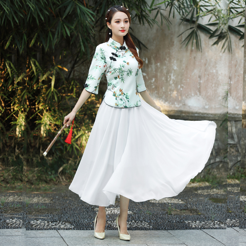 Spring / Summer sườn xám mới phù hợp với nữ Tang váy cải thiện thời trang retro kiểu Trung Quốc Han quần áo phong cách quốc gia Trung Quốc sườn xám hàng đầu