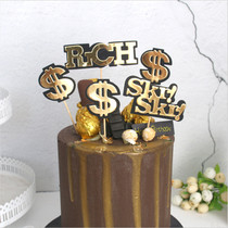 Dollar dollar cake insert card Rich man wish nouveau Riche gold cake decoration count money birthday insert flag