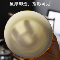 Sheep Jade kung fu tea set home living room simple tea office meeting guest gift white porcelain cover bowl tea cup