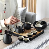 Small tea set Kung Fu Tea Cup home Japanese simple living room office ceramic bubble teapot light luxury tea tray