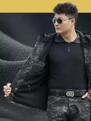Camouflage suit men autumn and winter plus velvet warm wear-resistant military fans Field black training uniforms outdoor military uniform women