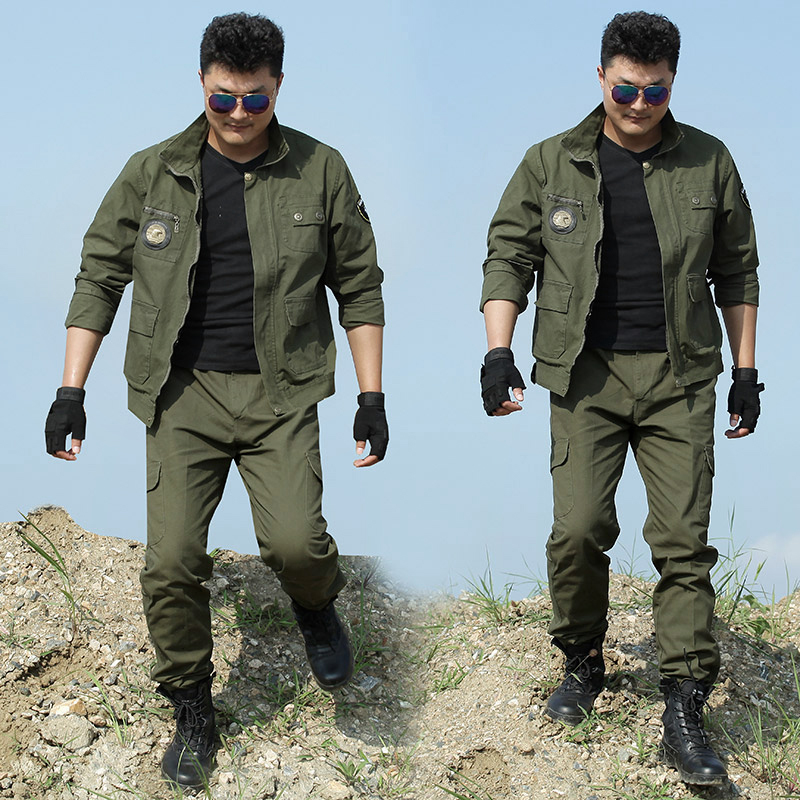Camouflated clothes workwear suit men's spring and summer season Army green casual New tactics abrasion-proof laude tooling